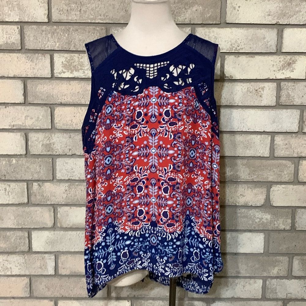 Daniel Rainn SL Paisley Ombre Red/Blue blouse XL
